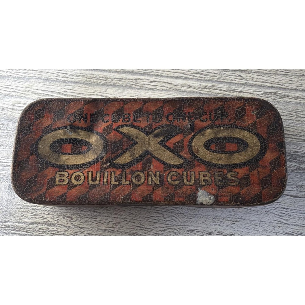 Antique 1914 - 1920 OXO Bouillon Cubes Food Tin England Advertising Soup Empty